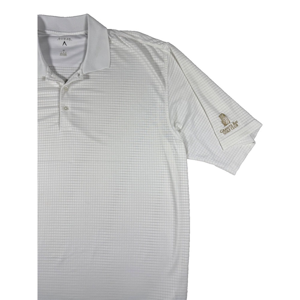 Antigua Performance GOLF Polo Shirt Mens XL White Granite Bay Golf Club